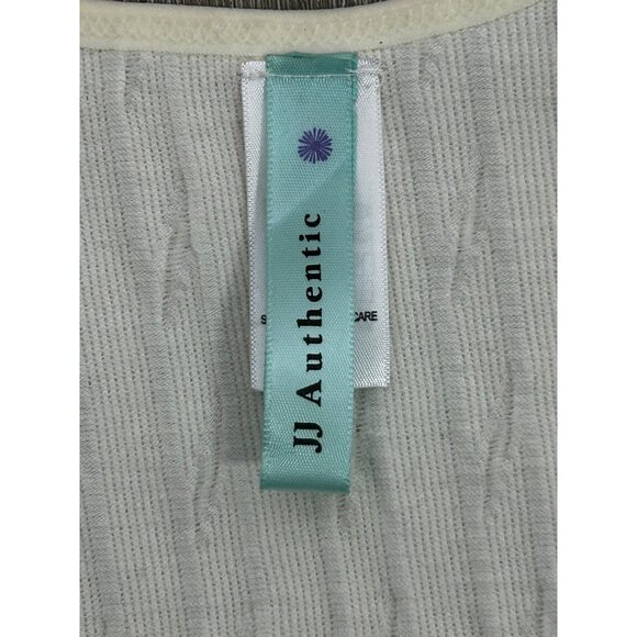 J J Authentic Women’s M/L V-Neck‎ Knit Sweater Dress Cream Ribbed Long Sleeve - Picture 6 of 7